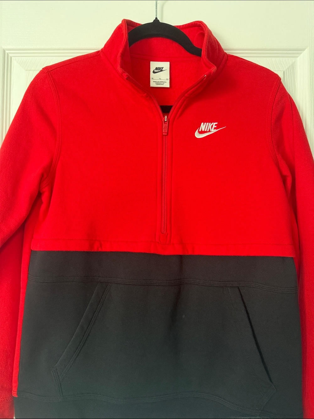 Nike Youth Red and Black Half-Zip Pullover